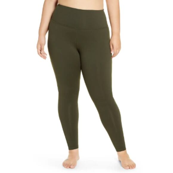 Zella High Waist Leggings Olive Green Comfort Pull-On Activewear Pants Size L - Picture 1 of 7